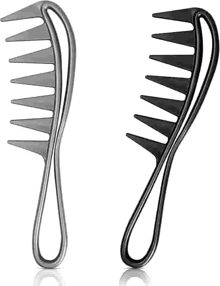 2 pentes de dentes largos para cabelos cacheados pretos + pentes masculinos grisalhos