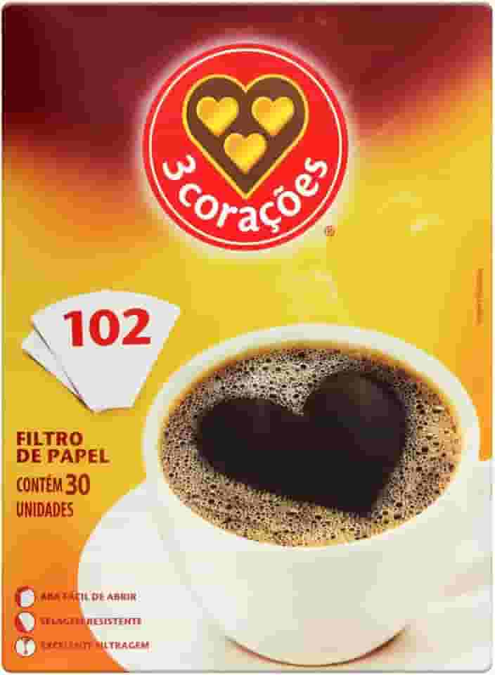 Filtro de Papel 3 Corações 102 Caixa 30 Unidades