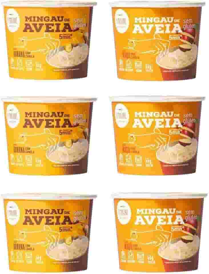 Mingau de Aveia Banana com Canela Sem Glúten, Sem Leite e Vegano - 06 UNIDADES (pronto em 05 minutos)