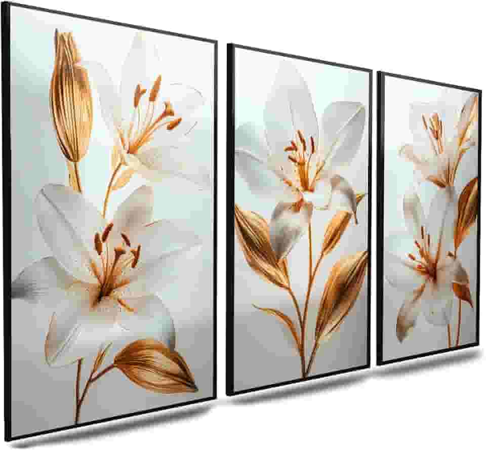Kit 3 Quadro Decorativo Sala Quarto Tulipa Lirio Flor Escritório (1)