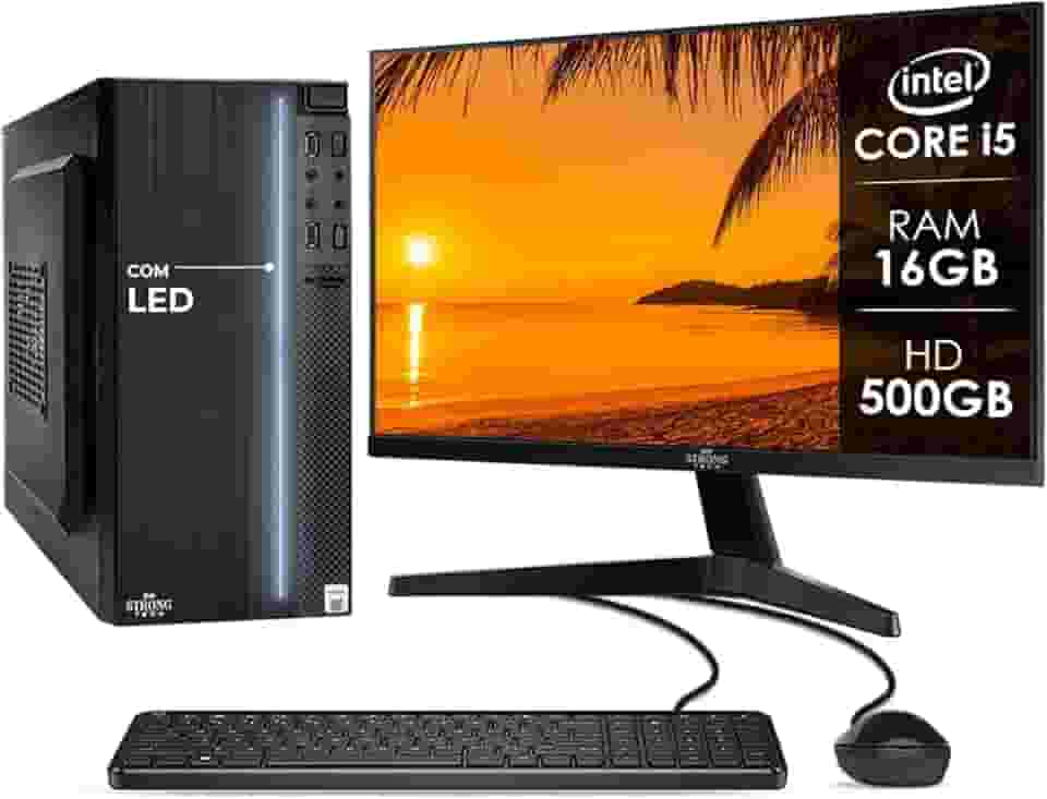 Computador Completo Intel Core i5 16GB HD 500GB Monitor 17" 4 Núcleos Super Turbo Pc Hdmi Teclado e Mouse Strong Tech