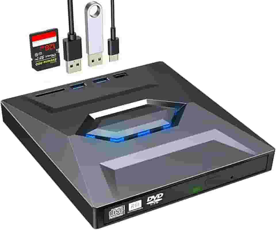 MTWZMM Unidade Externa De Cd/Dvd Para Laptop, Gravador/Leitor Usb 3.0 5 Em 1 Compatível Com Computadores Mac E Windows, Sistemas Linux