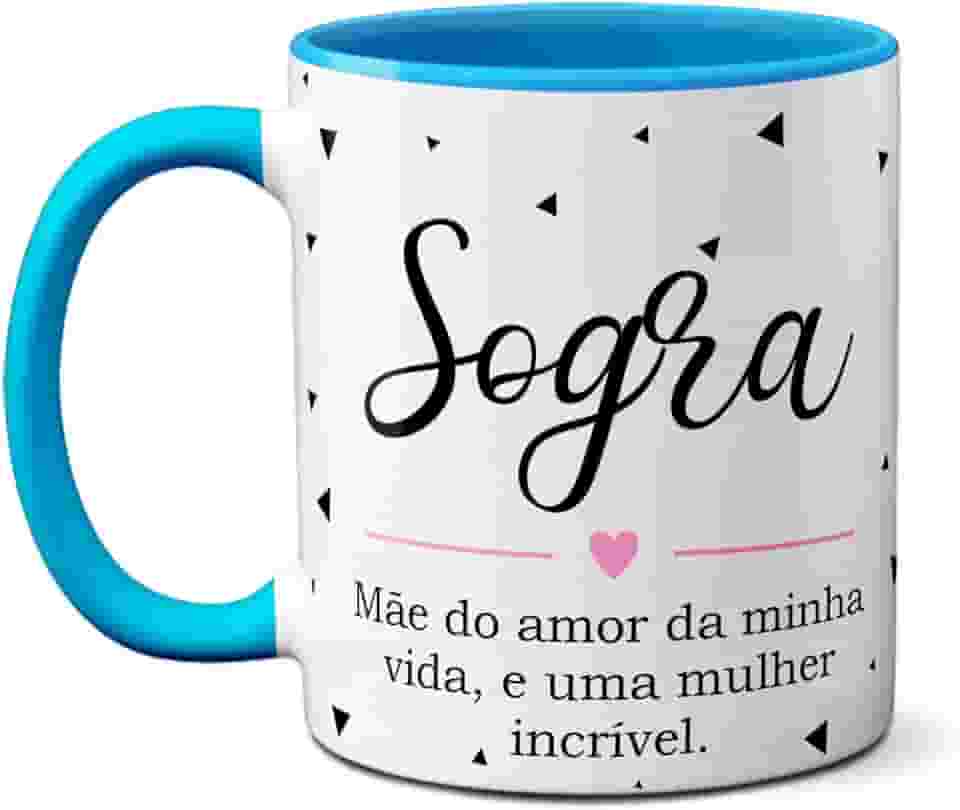 Caneca Sogra Mãe Do Amor Da Minha Vida, Mulher Incrível (Azul)