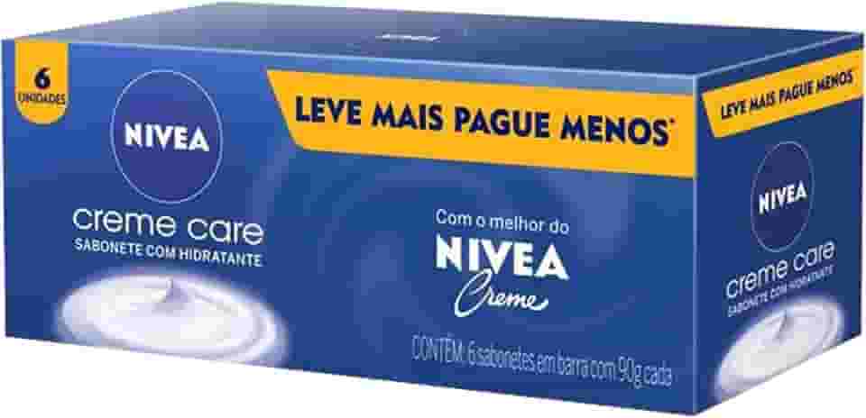 NIVEA Sabonete em Barra Creme Care Promo 6 un. 90g - Limpa e deixa a pele macia mesmo após o banho, com glicerina, fragrância NIVEA Creme e o exclusivo ingrediente Eucerit