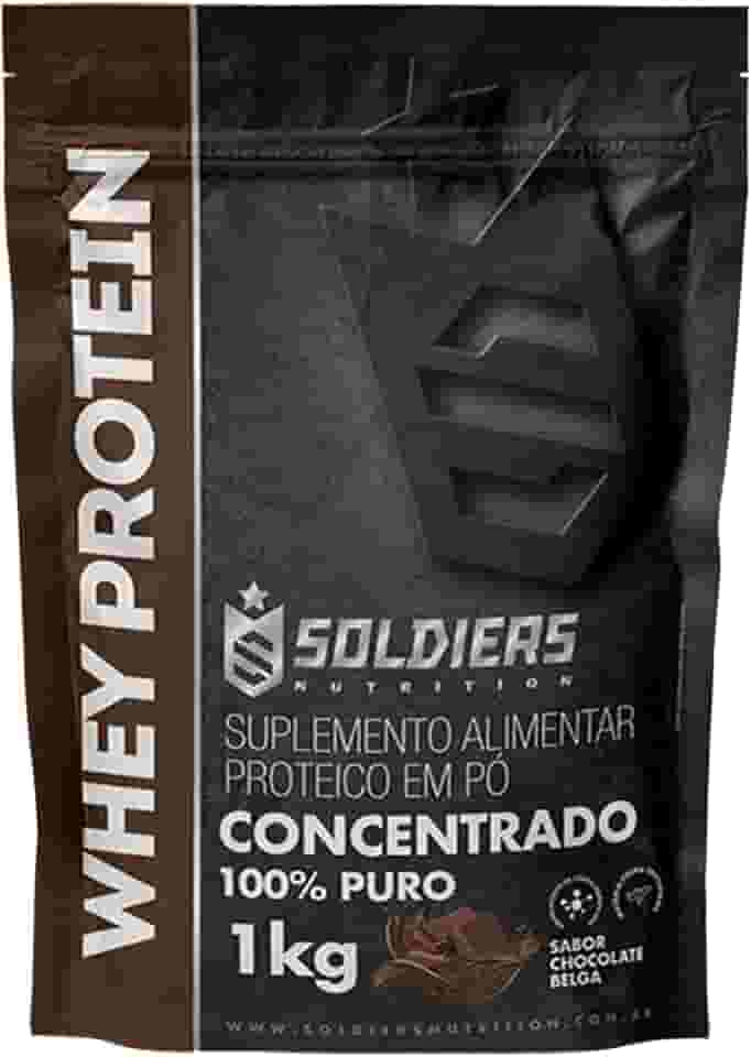 Whey Protein Concentrado 1Kg - Chocolate Belga - 100% Puro Importado - Soldiers Nutrition