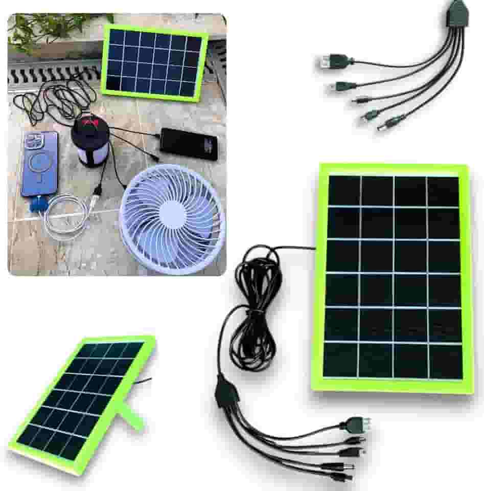 Placa Painel Energia Solar Mini Portátil 6w 5 Pontas Carregamento Carregador Usb Á Prova D' Água E Poeira Para Telefone Celulares, Power Bank, Tablets, Câmeras, Acampamento E Atividades ao ar livre