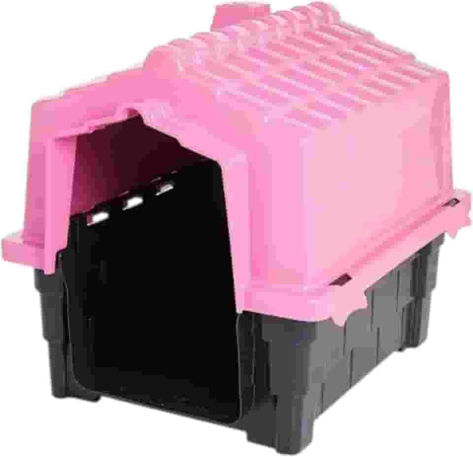 Casinha De Cachorro Plástica Pequeno e Medio Porte Casa Para Pet, Desmontável Resistente Com Proteção UV, 8 saídas de ar e 4 pontos para saída de água, Tamanhos N1. N2. N3. (Rosa, N.1)