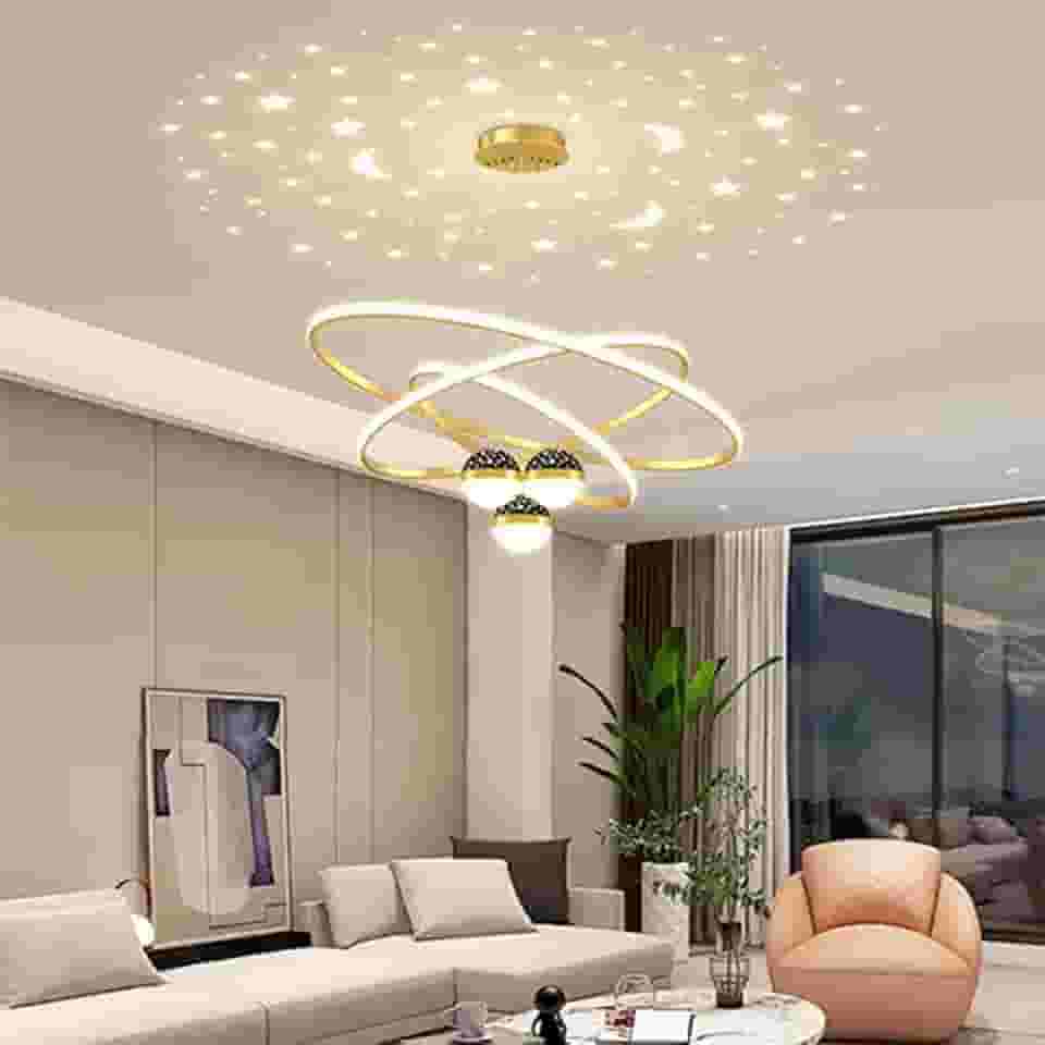 Luminaria de Teto Led, 3 Cores Plafon Luz de Led Sobrepor, Lustre Para Sala Branco Quente e Frio Banheiro Quarto Escritório 127-220V (Art deco)