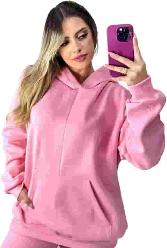 Blusa De Moletom Canguru E Capuz Feminina Moda De Inverno Dia A Dia