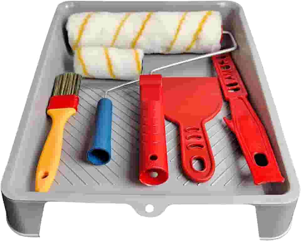 Kit Completo de Pintura de Parede Profissional com Rolo Anti Gotas, Cabo, Espatula e Trincha