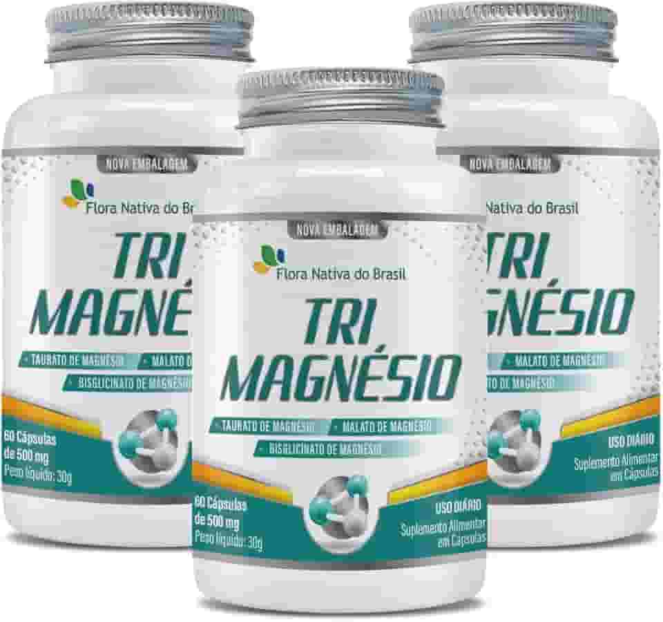 Kit Com 3 Tri Magnésio (taurato, malato e Bisglicinato) 500mg 60 Caps