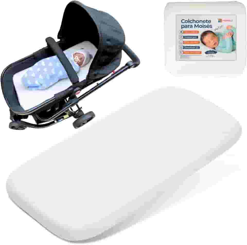 Colchonete P/Carrinho Bebê Moisés Universal Capa Removível Macio Enxoval Monolo (Branco)