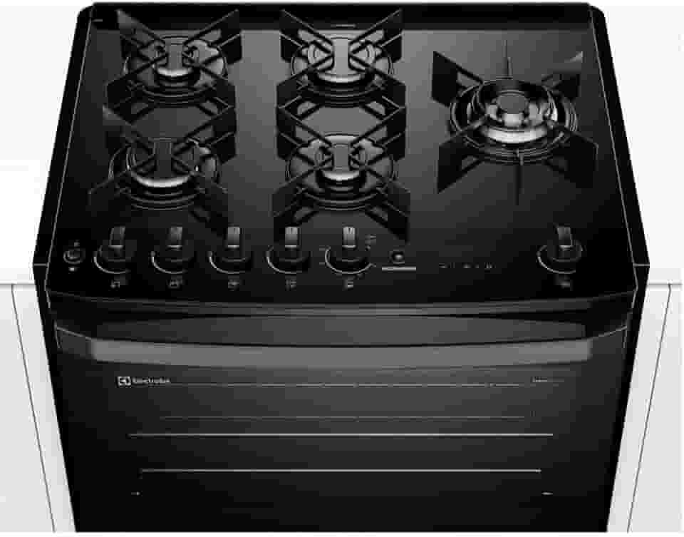 Fogão de Embutir 5 bocas Electrolux Preto Experience com Mesa de Vidro, PerfectCook360 e VaporBake (FE5EP) 127 V