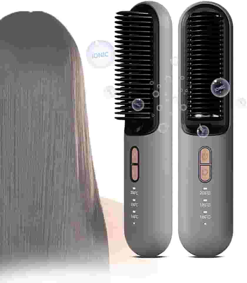 Escova Alisadora De Cabelo Sem Fio, Mini Pente Iônico Temperatura Constante Para Mulheres, Portátil Viagem, 3 Níveis Ajustáveis