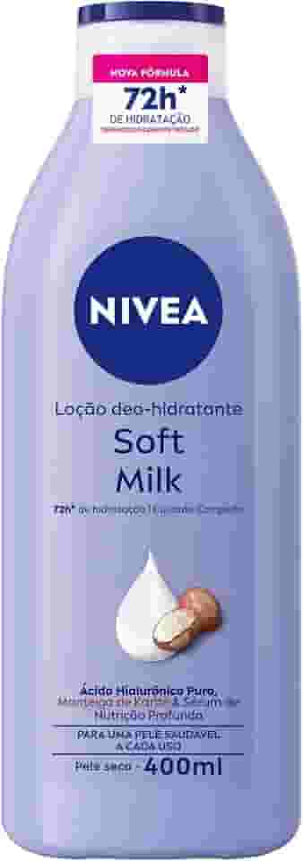 NIVEA Loção Hidratante Desodorante Soft Milk 400ml - Hidratação para pele seca, com textura leve e sensação de suavidade que deixa a pele macia, cheirosa e hidratada por 48h