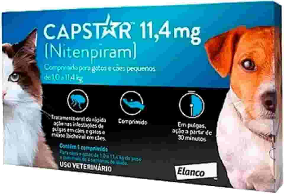 Antipulgas, 11,4 mg, Comprimidos para Cães e Gatos até 11,4 kg, 1 Comprimido - Capstar Azul