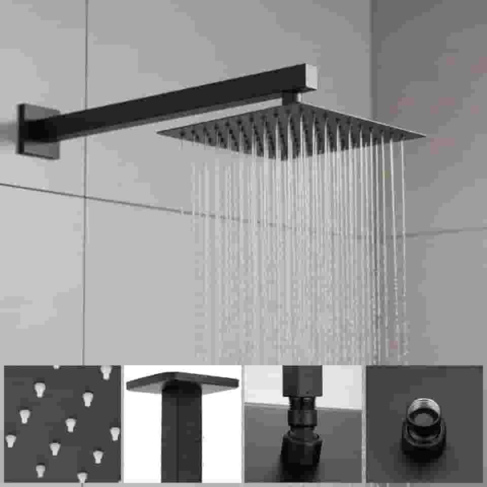 Ducha Externa Piscina Jardim Inox Quadrada 30x30 Preto Black