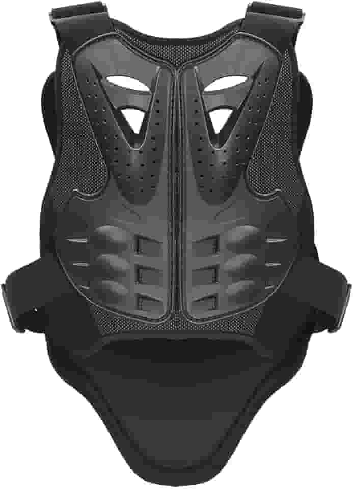 PELLOR Colete protetor de coluna para ciclismo, esqui, skate, peito, costas e costura antiqueda, jaqueta de motocicleta, colete protetor de corpo de motocross, Preto, Large