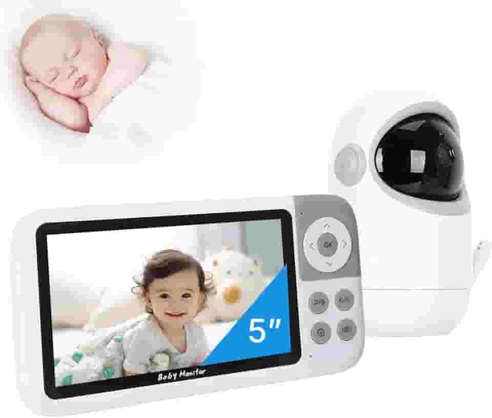 Babá Eletrônica com Monitor 5" HD, Baba Eletrônica sem Wi-Fi, Câmera com Visão Noturna e Áudio Bidirecional, Monitoramento com Zoom Digital, Ideal para Baby Monitor e Cuidados Infantis