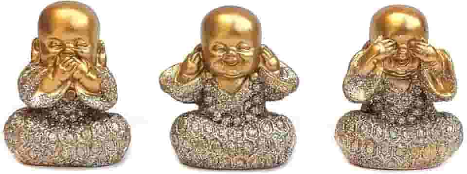 Trio buda decorativo Enfeite Resina Meditando kit com 3 modelo a escolher Budismo Sabedoria Monge Hindu Sábio Bebê (B73)