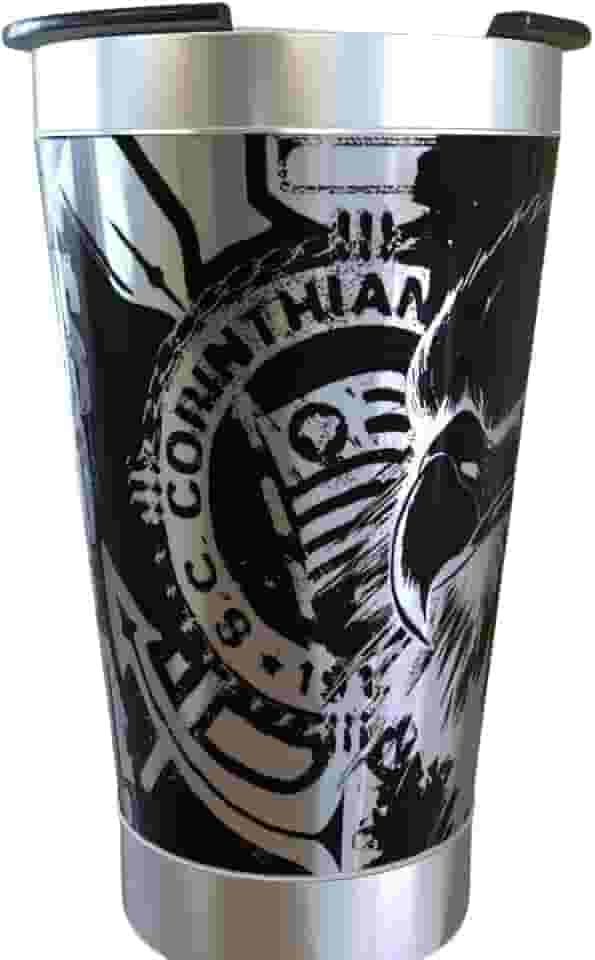 COPO TERMICO COM TAMPA PRETO CORINTHIAS 473ML