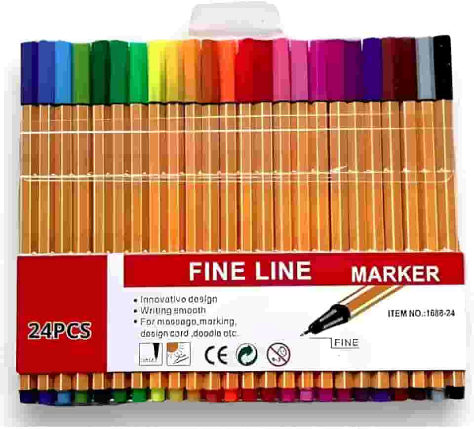Canetas Coloridas Ponta Fina Fineliner 0.4mm Kit Com 24 Cores