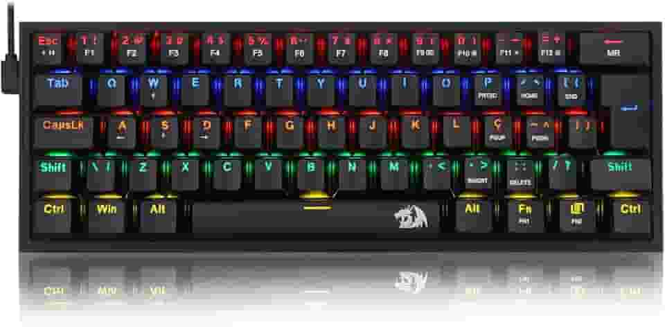 Teclado Mecanico Gamer Fizz Rainbow Preto Switch Marrom