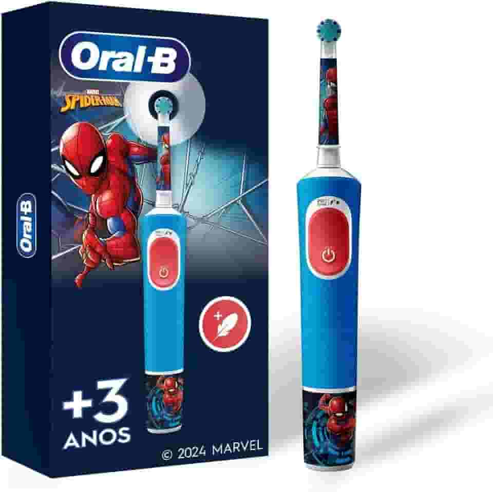 Oral-B Escova de Dente Elétrica Infantil Marvel Homem-Aranha, 4 adesivos