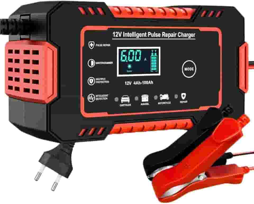 Carregador de Bateria Inteligente 12V Bivolt Para Carro Moto Caminhão Display Digital Proteção Contra Curto Sobrecarga e Superaquecimento Linha Premium Automotiva