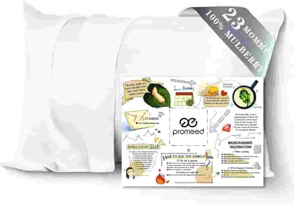 PROMEED 23 Momme Fronha de seda branca para cabelo e pele, fronha de seda amoreira 100% natural para pele sensível, fronha respirável e macia para acne (Queen 51 x 76 cm, branca)