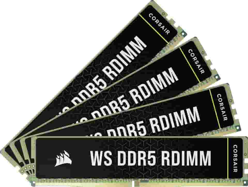 CORSAIR Memória de computador WS DDR5 ECC RDIMM 64GB (4x16GB) 6000MHz CL40 AMD Expo Intel XMP 3.0 - Preto (CMA64GX5M4B6000Z40)