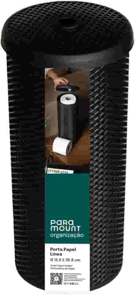 Porta Papel Higiênico de Chão Linea Organizador de Banheiro Suporte Para 3 Rolos Com Dispensador de Papel (Preto)