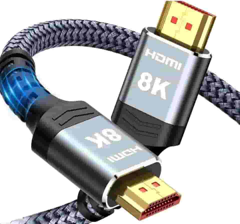 Cabo HDMI 2.1 8K Ultra Rápido 48Gbps 2m | 4K/8K Ultra HD, HDR10, Dolby Vision, 120Hz, VRR, ALLM | Compatível com PS5, Xbox Series X, Apple TV 4K | Trançado Reforçado, Áudio e Vídeo Premium