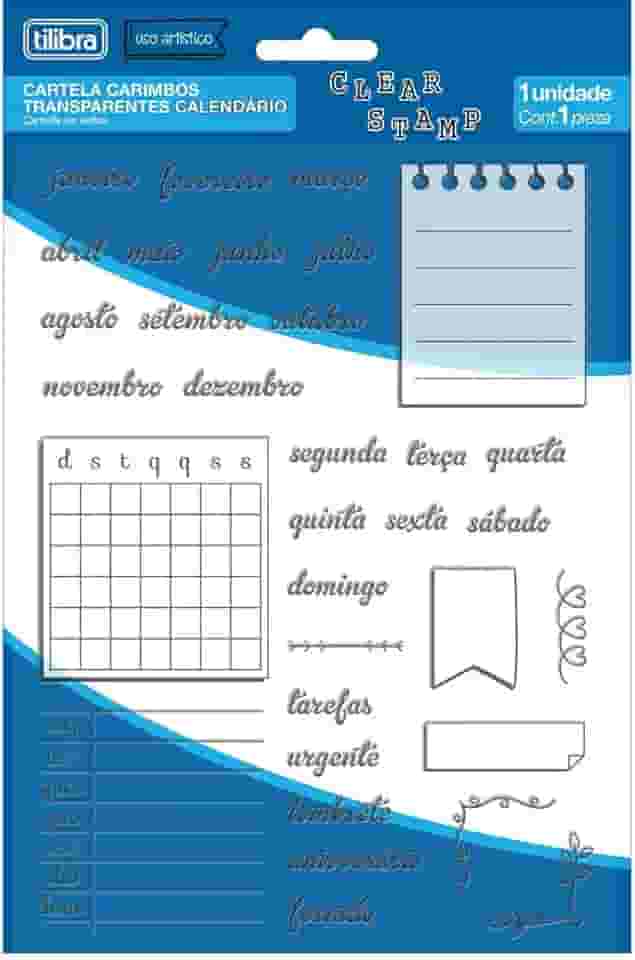 Tilibra - Cartela Carimbos Transparentes Calendário - Blister com 1 Unidade