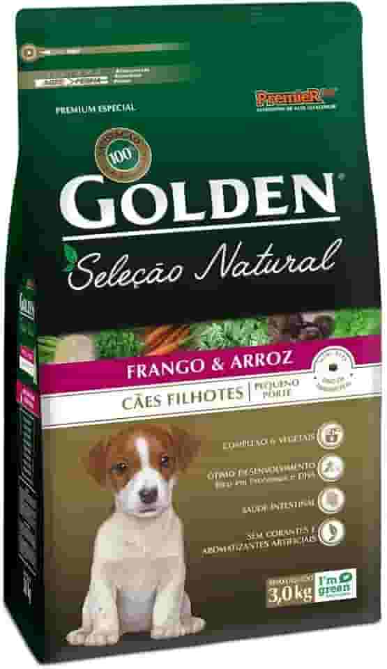 Premier Pet Ração Golden Seleção Natural Para Cães Filhote Raças Pequenas Sabor Frango E Arroz 3Kg Para Todas Grande Filhotes