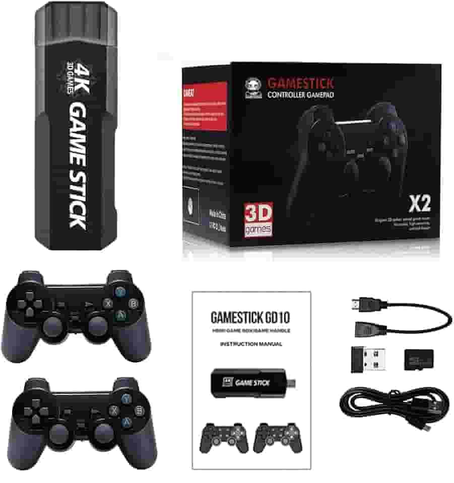 Controlr sem fio HD,GD10 Game Stick embutido 40000 jogos 128GB 2.4G controlr sem fio HD console de videogame retrô 4k HD console de videogame
