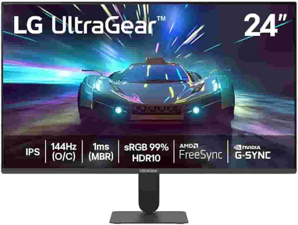 Monitor LG UltraGear™ 24G411A-B 24",FHD, 144Hz, 1ms (MBR), NVIDIA G-SYNC, AMD FreeSync, HDR10