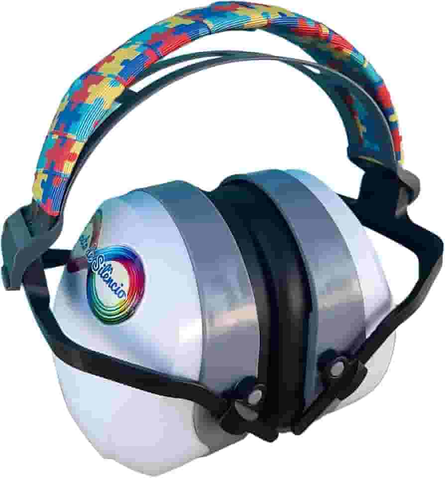Abafador de Ruido 26 DB Branco para Autistas com arco colorido