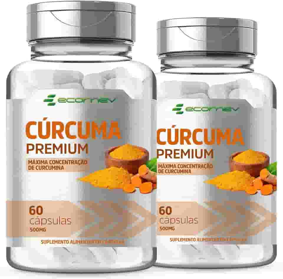2 Potes Curcuma Longa 100% Curcumina Pura 500Mg 120 Cápsulas Ecomev