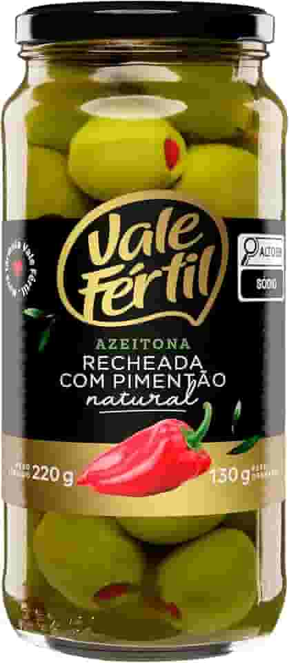 Azeitona Verde em Conserva com Recheio de Pimentão Vale Fértil Vidro 130g