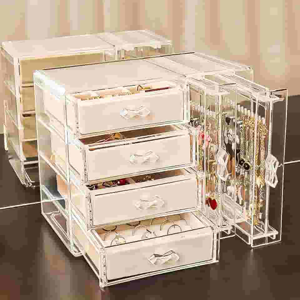 Organizador Expositor De Brincos Colares Joias e Bijuteria com 4 gavetas