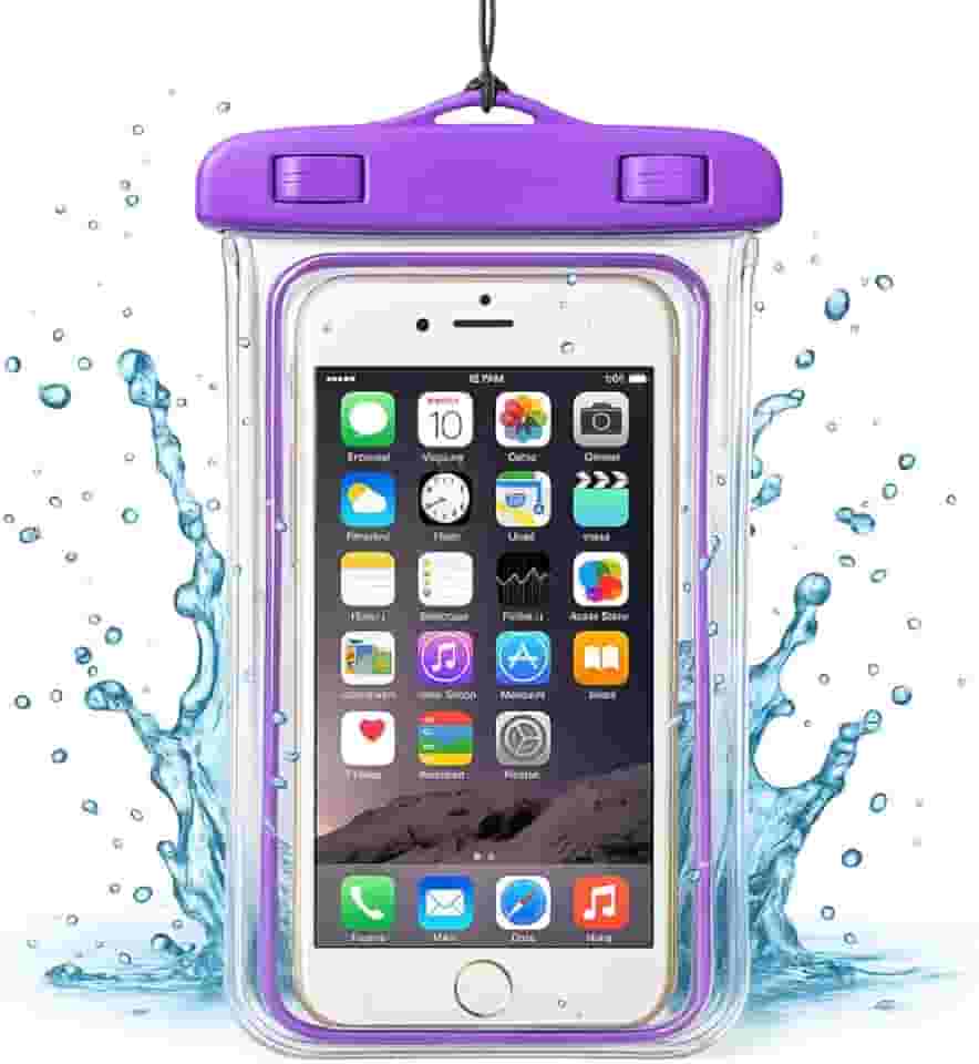 Capa Case para Celular a Prova D'Água Impermeável Transparente Universal Proteção Completa IPX8 Sensível ao Toque Ideal para Praia Trilhas Piscina Viagens (ROXA)