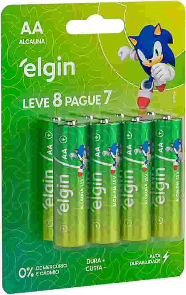 Pilha Alcalina AA com 8 unidades Elgin Comum