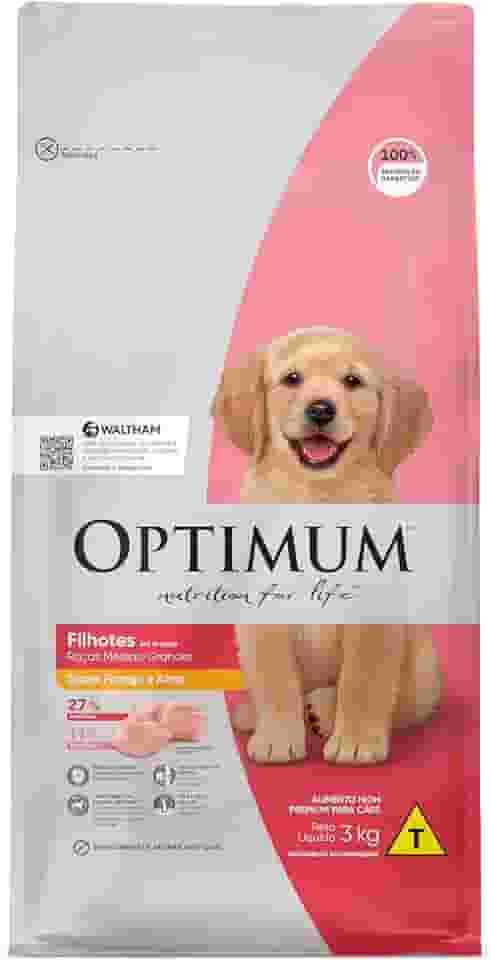 Ração Optimum para Cães Filhotes Raças Médias e Grandes Sabor Frango e Arroz 3kg