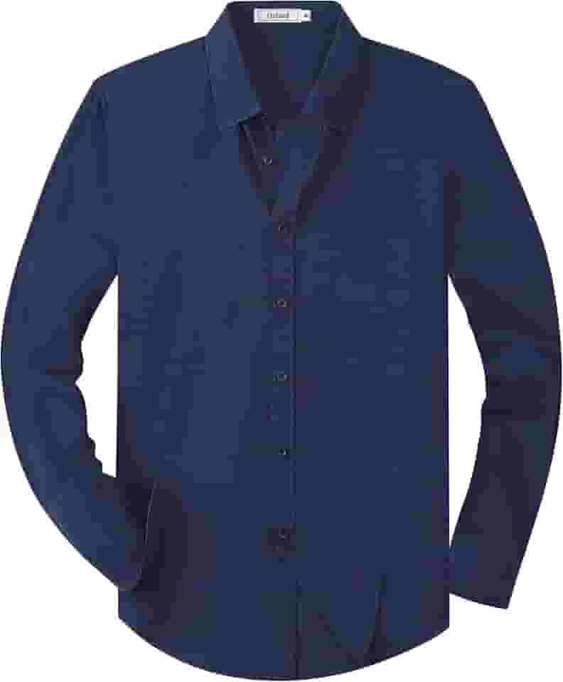 Camisa social masculina Oxford de botão, manga comprida, casual, de algodão, modelagem regular, casamento, namoro, festa