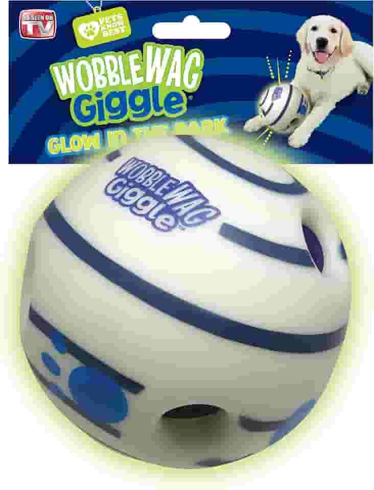 Brinquedo interativo Wobble Wag Giggle Ball, para cães, brilha no escuro