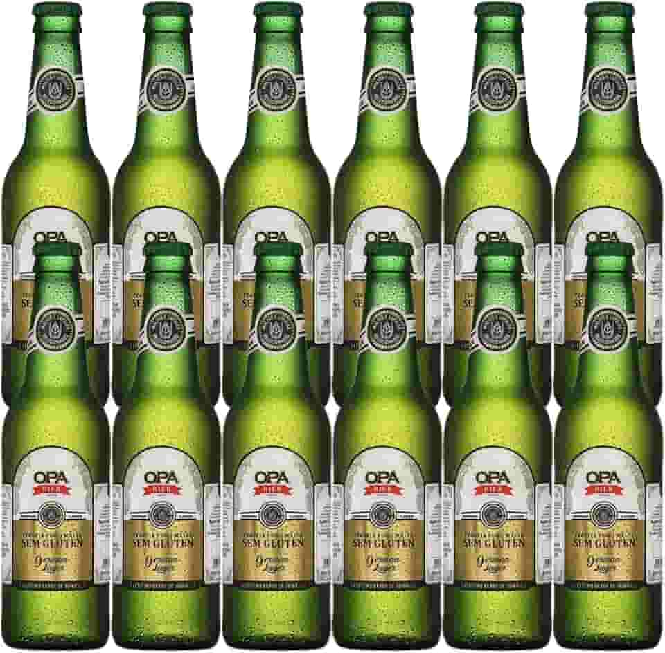Pack 12 unidades Cerveja Puro Malte German Lager teor 5% 355ml sem glúten Opa Bier