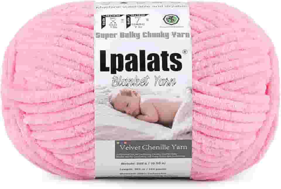 Fio de cobertor de bebê para crochê – 1 pacote de fio de chenille super fofo de 300 g para tricô à mão, fio de pelúcia super volumoso de 100 m para cobertores aconchegantes e Amigurumi (1, rosa escuro