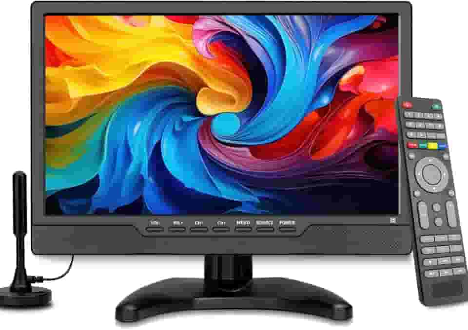 TV LED HD de 14 polegadas, televisão pequena portátil com entrada HDMI, sintonizador digital embutido/HDMI/USB/DC-12 polegadas - suporta montagem na parede - para quarto, cozinha, trailer