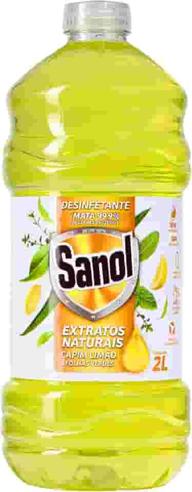 Sanol Desinfetante Extratos Naturais Capim Limão & Folhas Verdes 2 Litros Amarelo